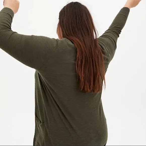 Torrid Olive Button Front Boyfriend Pockets Cardigan - Picture 2 of 2